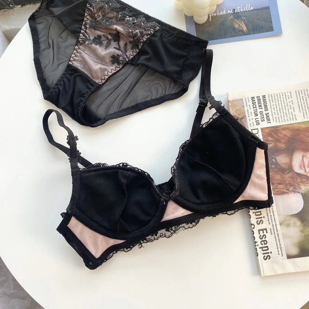 Soutien-gorge réglable en dentelle brodée de fleurs pour femmes