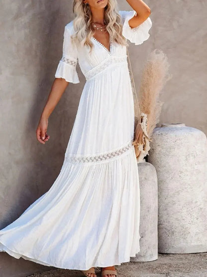 Robe en dentelle blanche style Boho pour femmes,