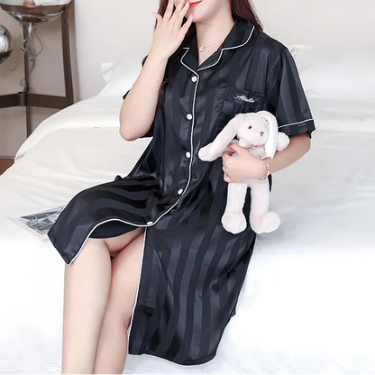 Chemise de nuit décontractée en soie glacée pour femmes