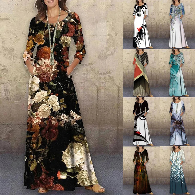 Robe Vintage à fleurs pour femmes, décontractée, imprimée