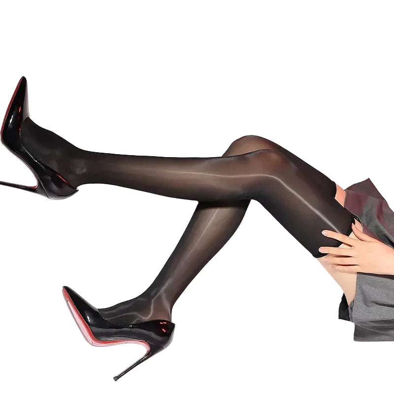 Bas monochromes brillants à l'huile pour femmes