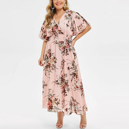 Robe Maxi florale pour femmes, col en v, style bohème