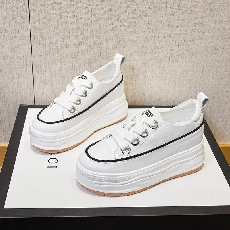 Baskets à plateforme en cuir pour femmes