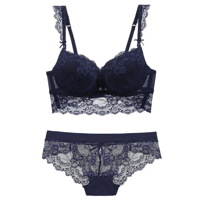 Ensemble soutien-gorge et culotte push-up en dentelle pour femmes