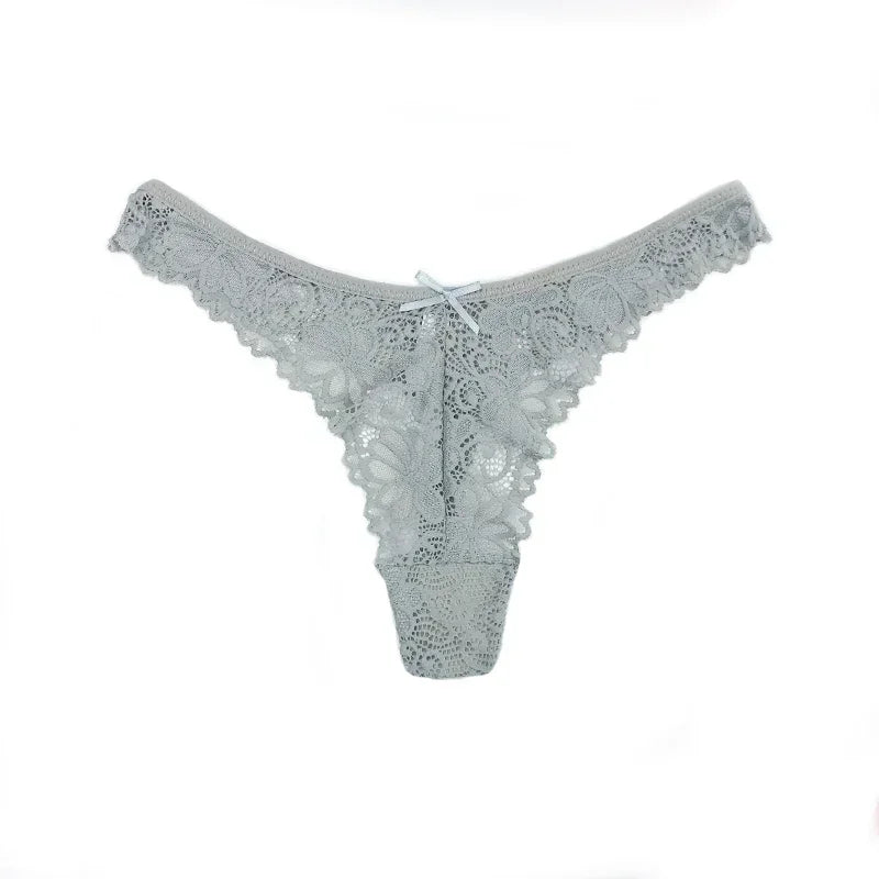 String en dentelle pour femme, taille basse, sous-vêtement transparent