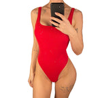 Maillot de bain une pièce dos nu à paillettes scintillantes pour femmes