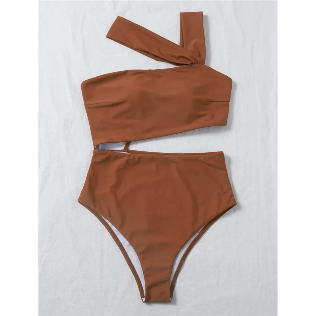 Maillot de bain une pièce découpé asymétrique pour femmes