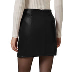 Mini jupes en cuir PU fendu taille haute pour femmes