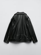 Veste Pu faux cuir avec ceinture pour femme
