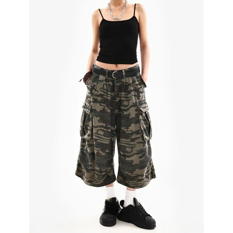 Pantalon court de camouflage rétro américain pour femme