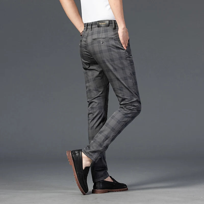 Pantalon à carreaux pleine longueur pour hommes