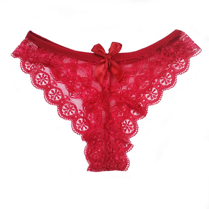 Strings taille basse en dentelle papillon pour femme