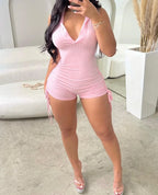 Barboteuse à capuche sans manches avec cordon de serrage latéral pour femmes