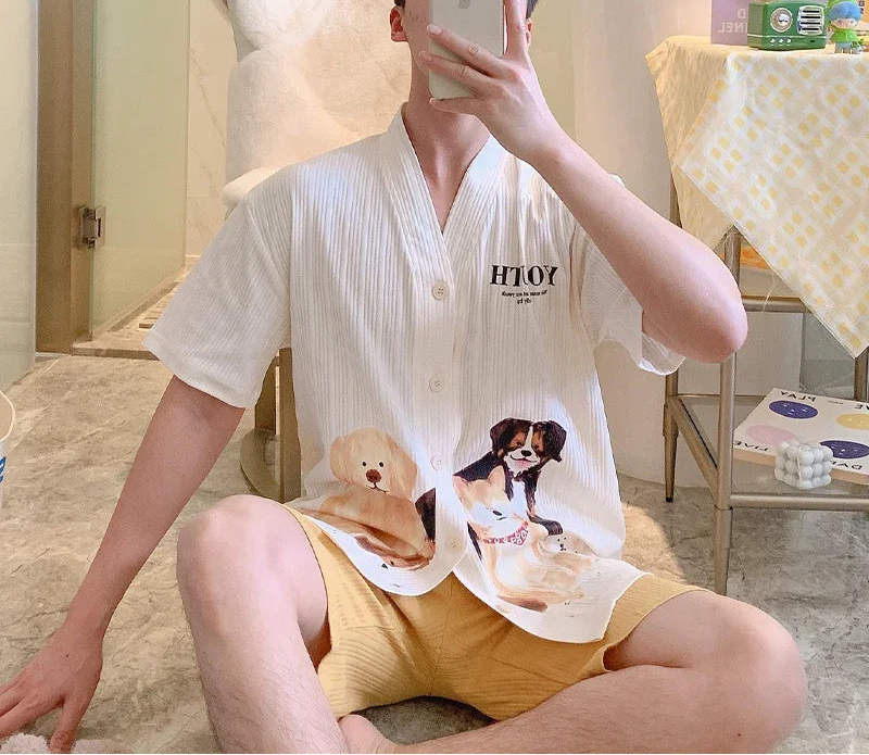 Pyjama d'été en coton pour hommes