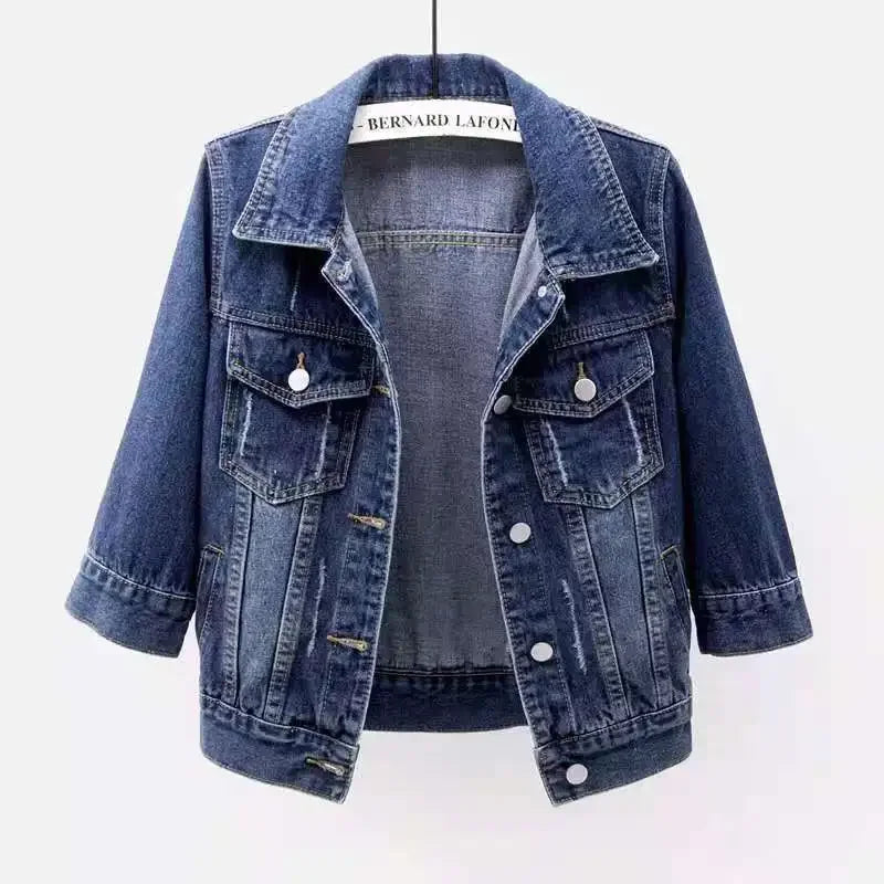 Veste en jean à manches trois-quarts pour femme