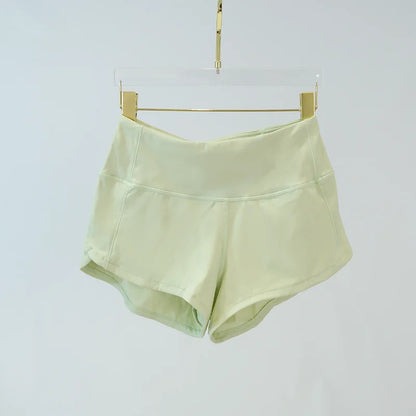 Short doublé mi- taille à séchage rapide avec cordon de serrage à la taille pour femmes