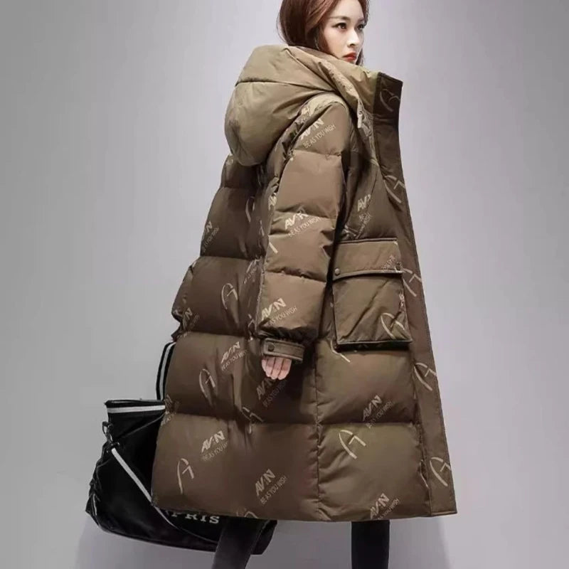 Manteau d'hiver épais à capuche pour femme