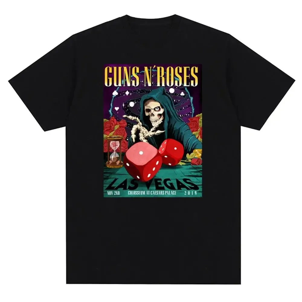 T-shirt noir femmes GUN N ROSES imprimé coton T-shirt à manches courtes