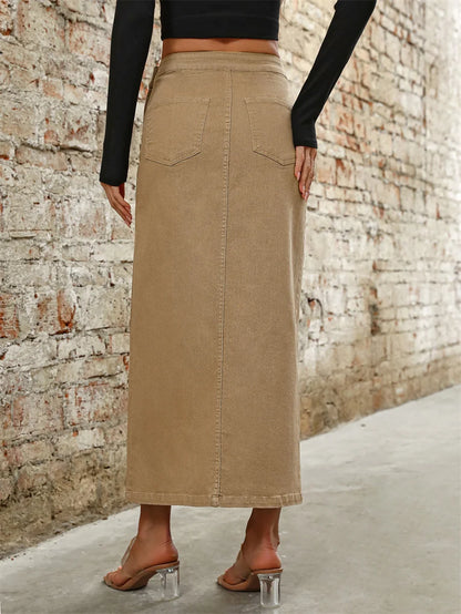 Jupe en jean fendue sur le côté pour femmes