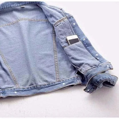 Veste en jean pour femme ample avec perles