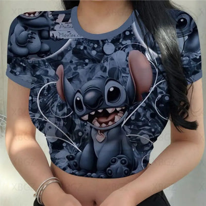 T-shirt Disney stitch pour femmes haut court