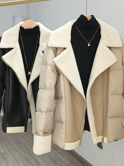 Veste en faux cuir d'agneau pour femmes