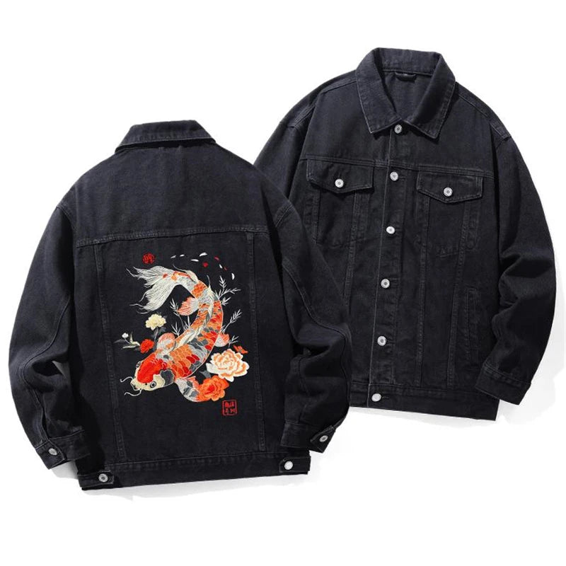 Veste brocart carpe brodée pour homme