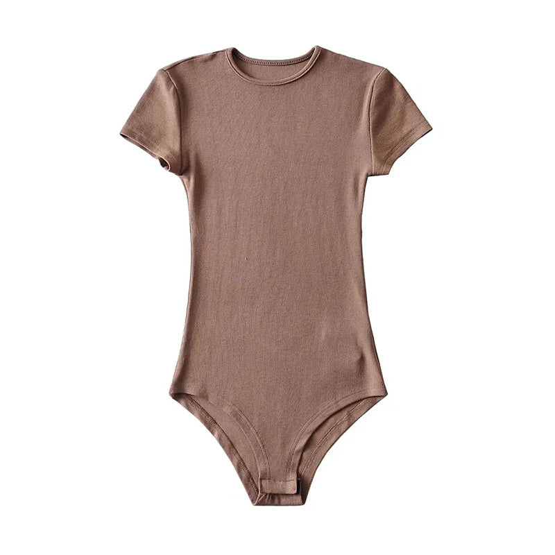 Body à manches courtes et col rond pour femme