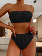 Maillot de bain deux pièces bandeau froissé pour femmes