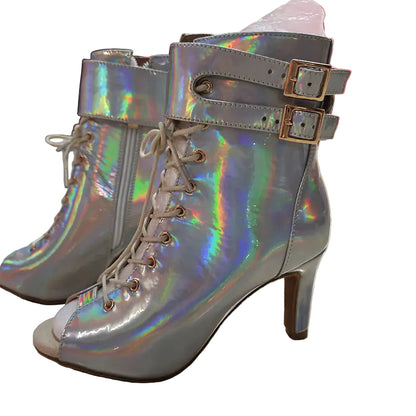 Bottines argentées à talons hauts pour femmes