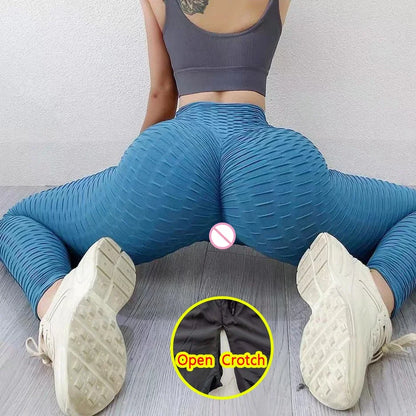 Leggings sexy à entrejambe ouvert pour femme