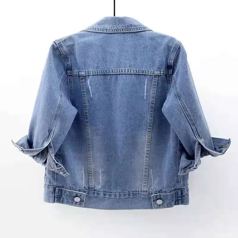 Veste en jean à manches trois-quarts pour femme