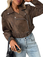 Veste vintage ample faux cuir pour femmes