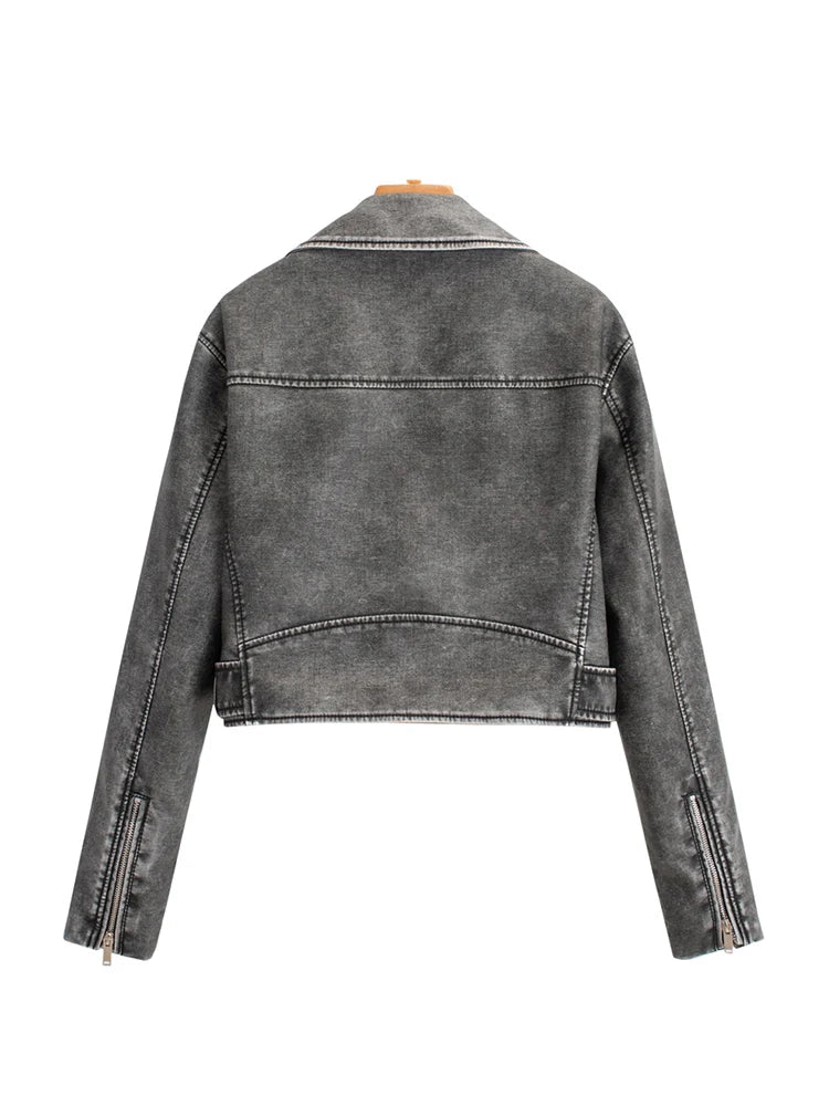 veste courte en faux cuir Pu pour femmes