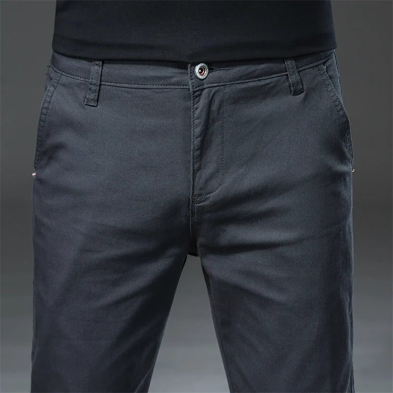 Pantalon droit décontracté en coton pour hommes
