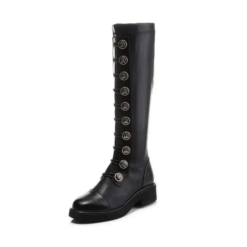 Bottes mi-mollet en microcarence pour femme, 4cm, hauteur genou, plateforme, fermeture éclair