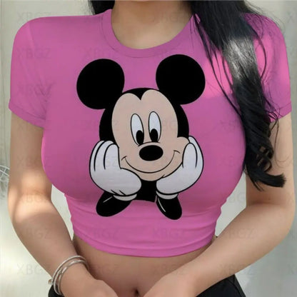 T-shirt Disney Mickey pour femmes haut court