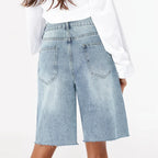 Short en jean taille haute pour femmes