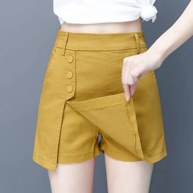 Jupe short courte décontractée taille haute pour femme,