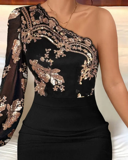 Robe de Soirée Sexy et Élégante à Motif Floral pour Femme