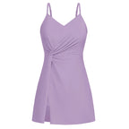 Maillot de bain fendu sur le devant, avec slip intégré, col en V, rembourré pour femmes