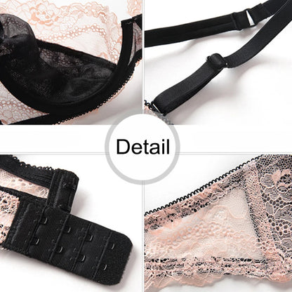 Ensemble soutien-gorge et culotte féminins en dentelle Ultra-fine, Texture douce, gros seins, petits bords, Lingerie pour femmes, grande taille