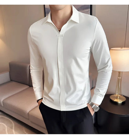 T-shirt à manches longues et col en v pour hommes