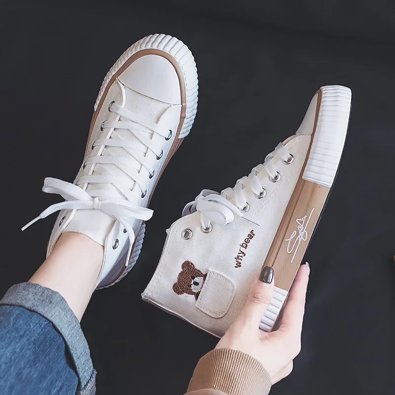 Baskets à lacets montantes en toile pour femmes