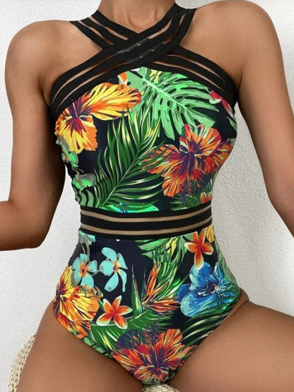 Maillot de bain une pièce en maille, imprimé Floral Tropical, Sexy, pour femmes