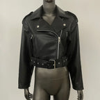 Blouson court en similicuir PU femme