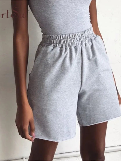 Short en coton taille haute pour femmes