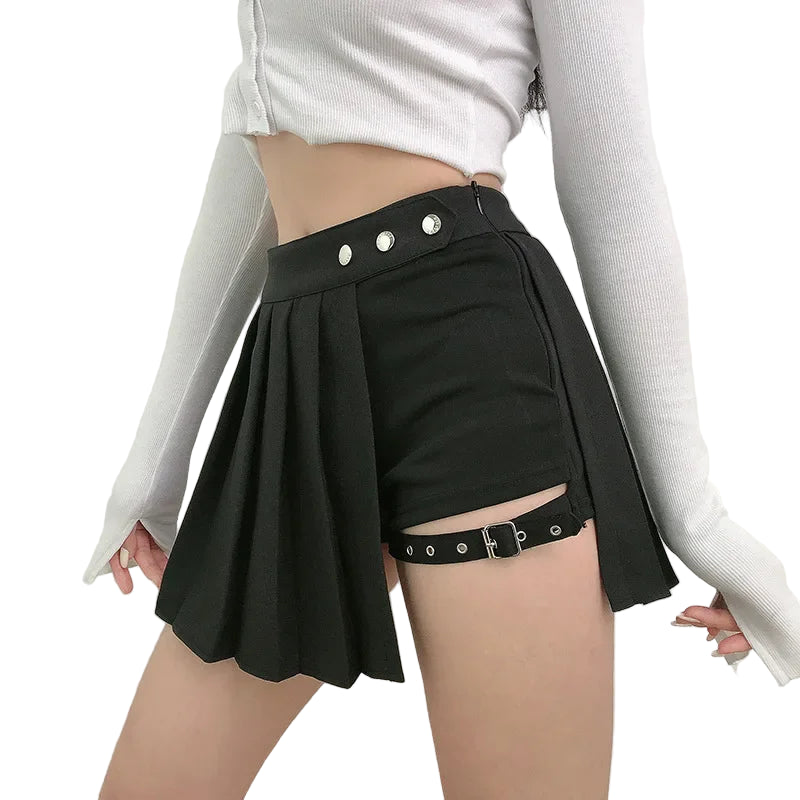 Jupes irrégulières à carreaux style punk pour femmes