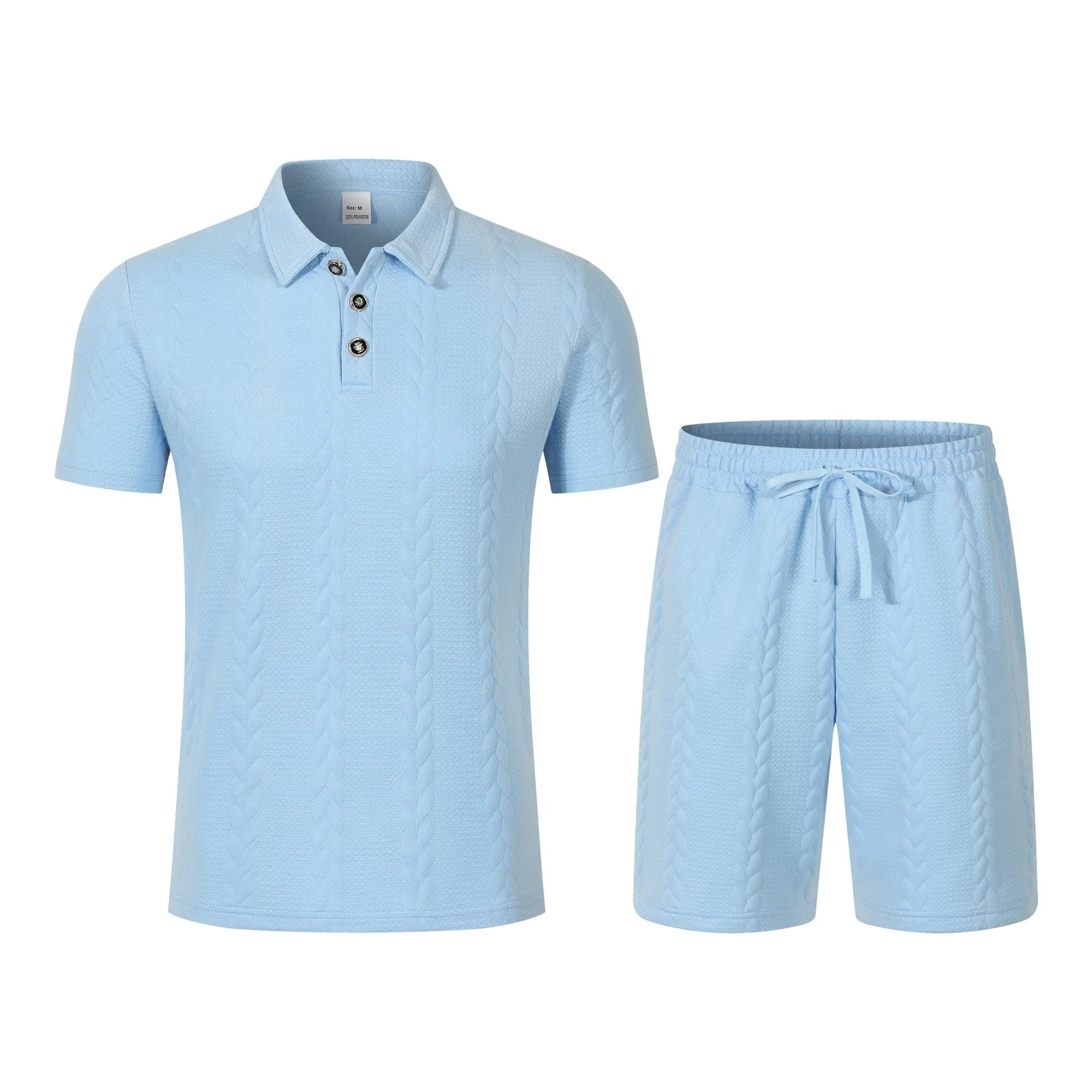 Ensemble deux pièces polo décontracté à manches courtes et short pour hommes