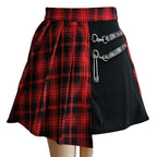 Jupe patineuse plissée irrégulière style punk pour femmes